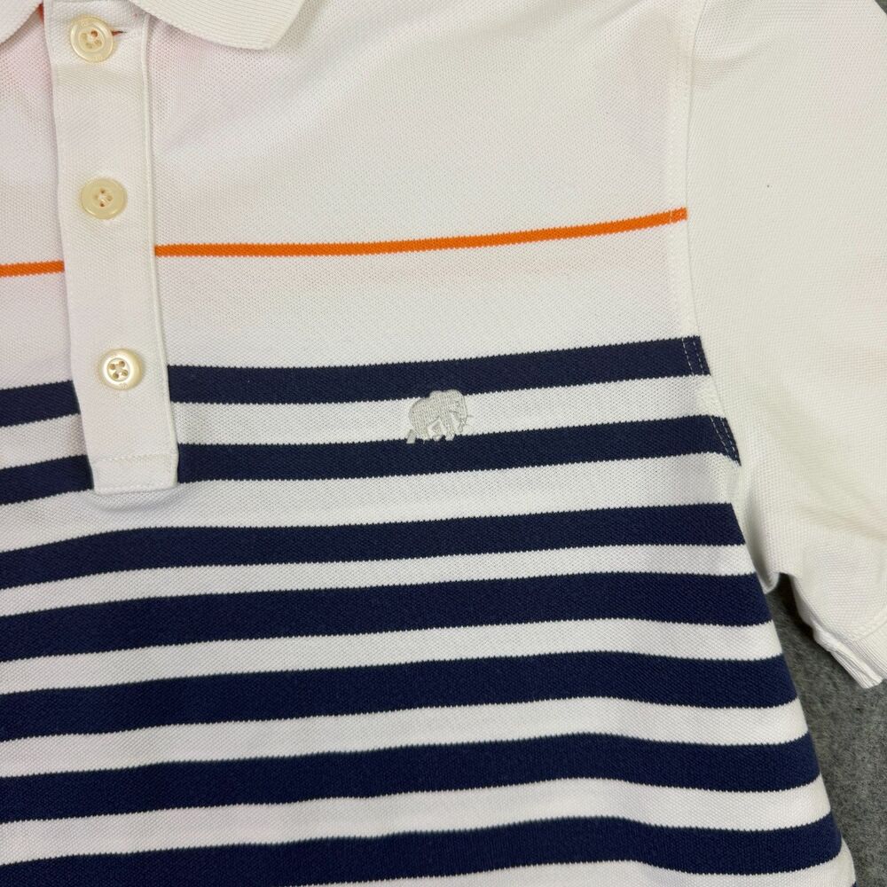 Men's Banana Republic Heritage Elephant Polo Shirt Size Small White Navy Orange - Picture 4 of 8